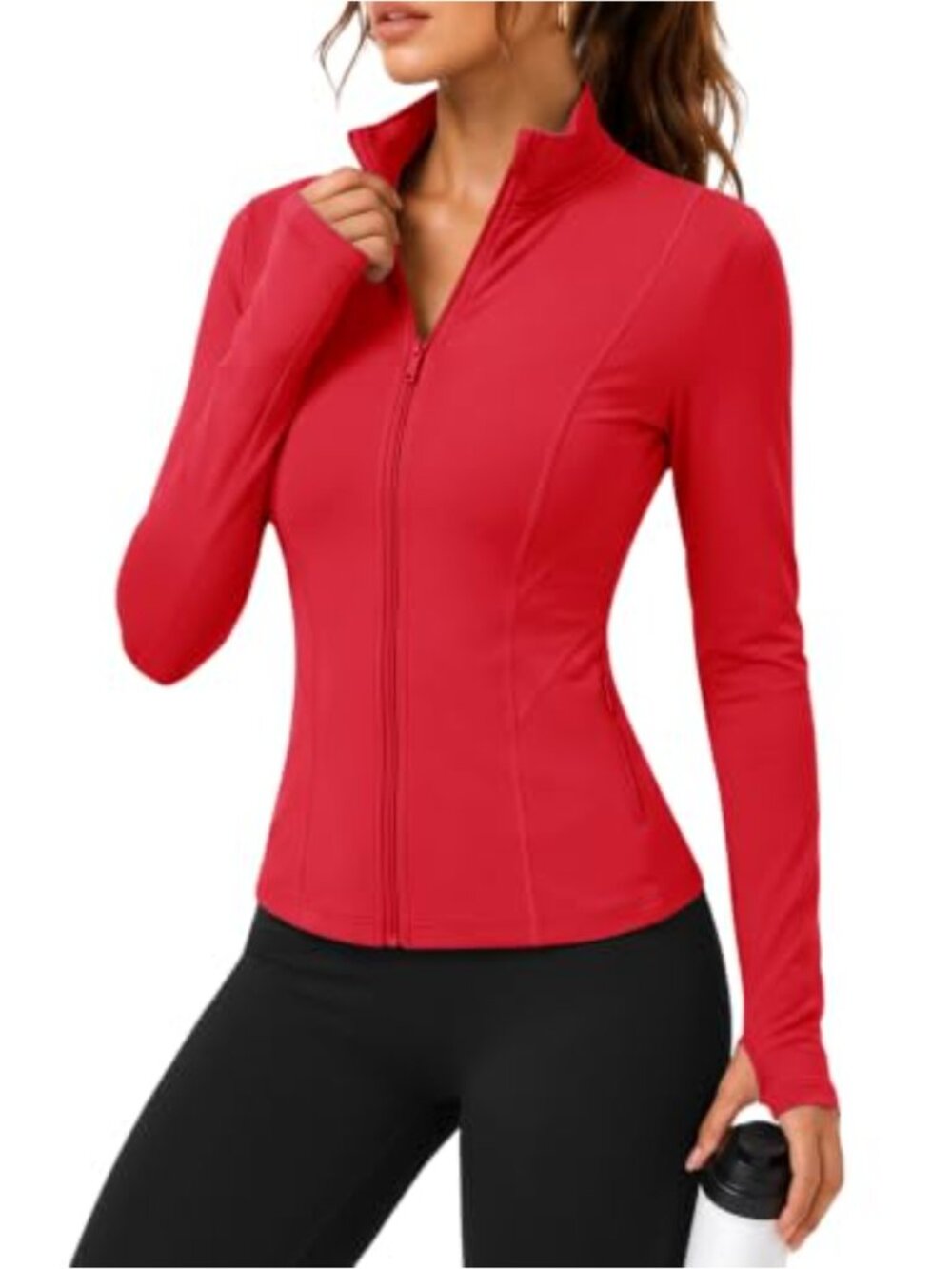 Slim Fit Full Zip Workout Jacket Long Sleeve Running Athletic Top Yoga with